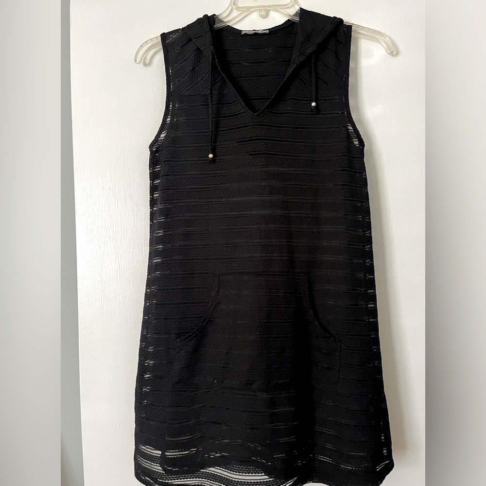 Black Lace Hoodie Swimsuit Cover Up